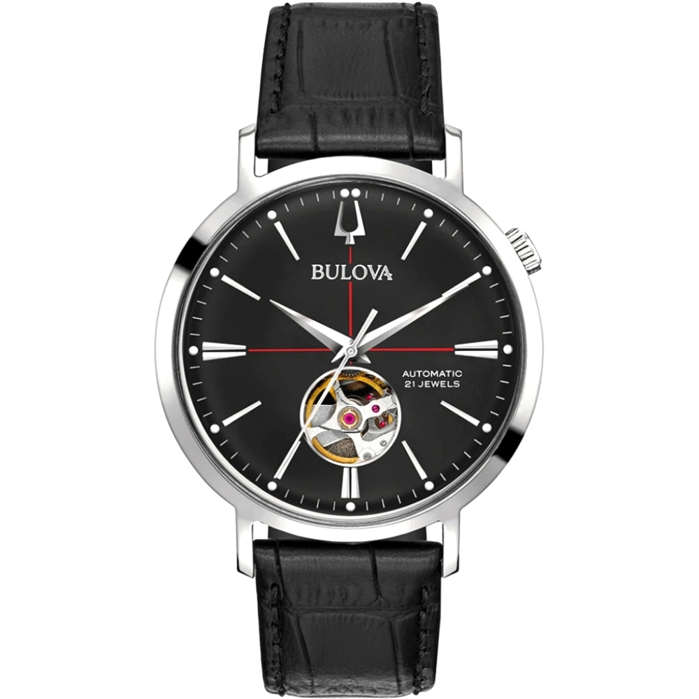 Bulova Classic Aerojet 3-Hand Automatic Leather Strap Watch